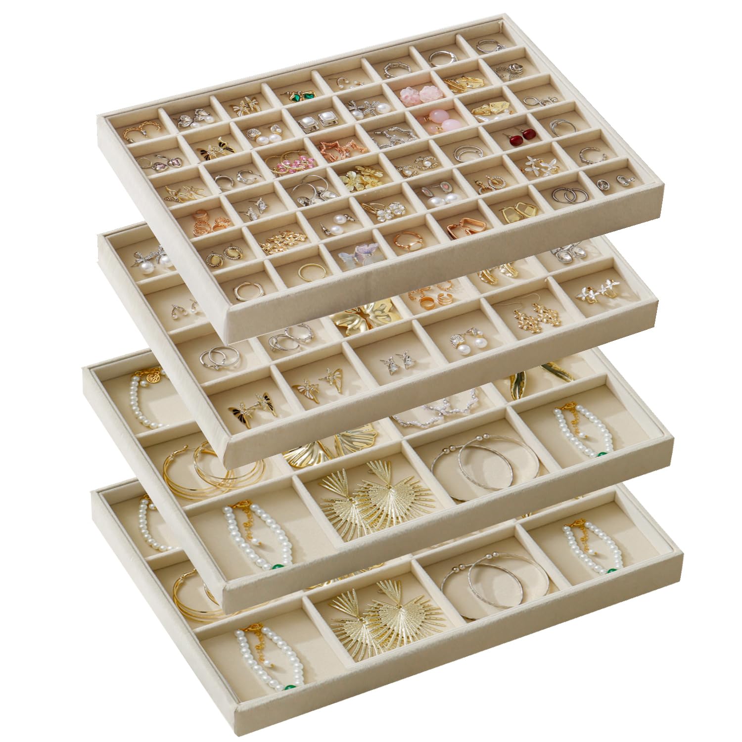 Photo 1 of KATISYIO Velvet Jewelry Drawer Organizer Trays - Set of 4