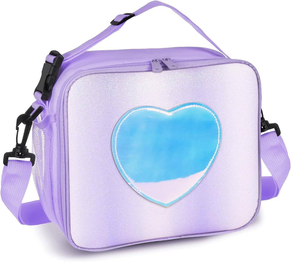 Lunch Box for Girl Kid, Rainbow Insulated Lunch Bag for School Purple | Leakproof, Reusable, Adjustable Shoulder Strap, Keep Food Cool and Warm, Lunch Tote Bag for Girls School Travel Picnic