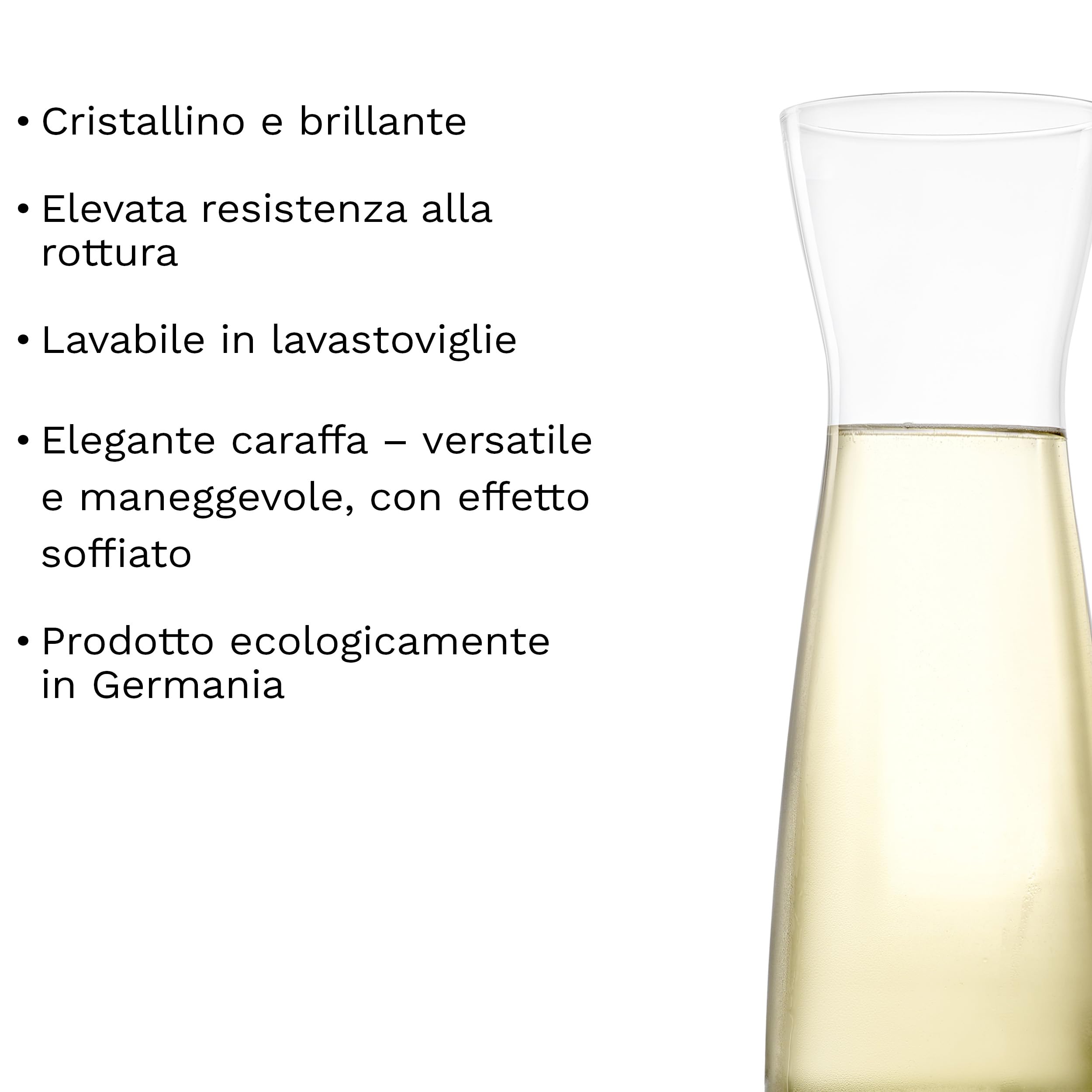 Stölzle Lausitz Caraffa Universale 6 x 250 ml – Elegante mini caraffa in cristallo senza piombo per acqua succhi latte o liquori – Lavabile in lavastoviglie – Prodotto in Germania