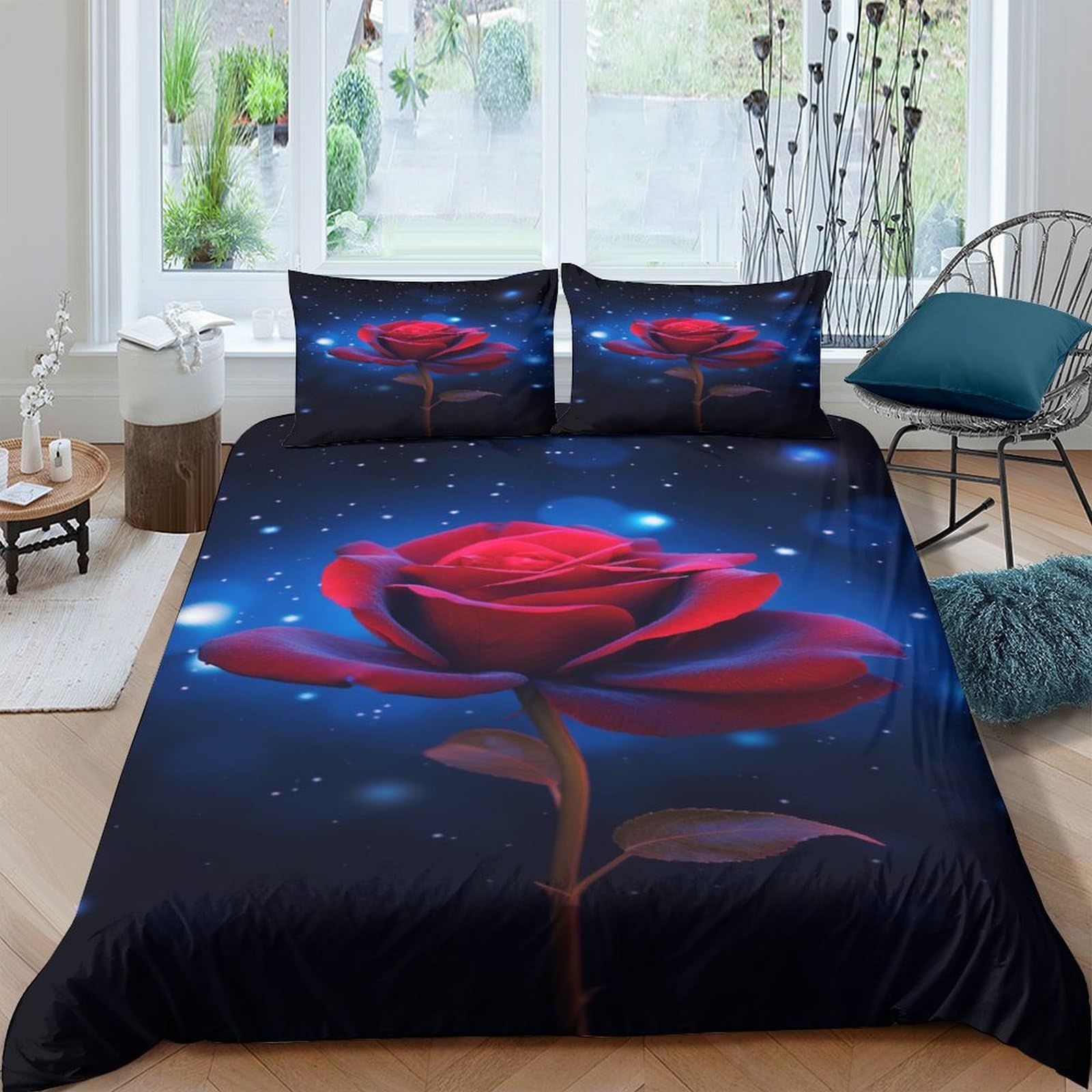 Housse de couette rose rouge IOFEER pour transformer votre chambre en un cocon fleuri