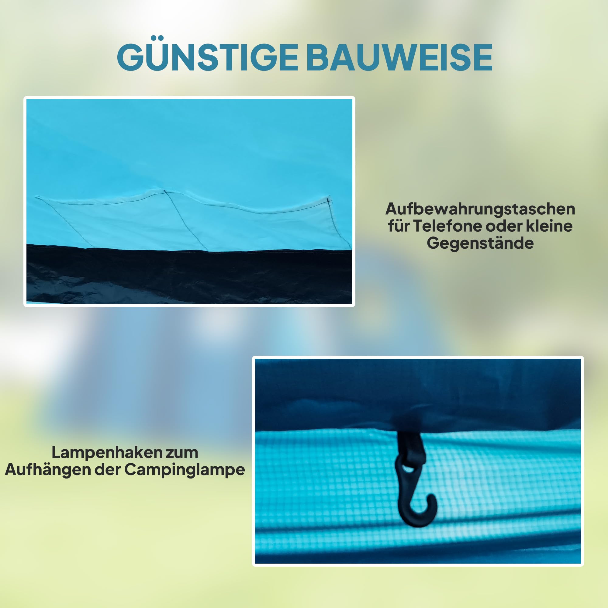 Outsunny Aufblasbares Zelt für 3–6 Personen Outdoor Campingzelt Familienzelt Luftzelt Glamping Zelt für 3 Jahreszeiten mit Luftpumpe UV50+ Winddicht Schneller Aufbau