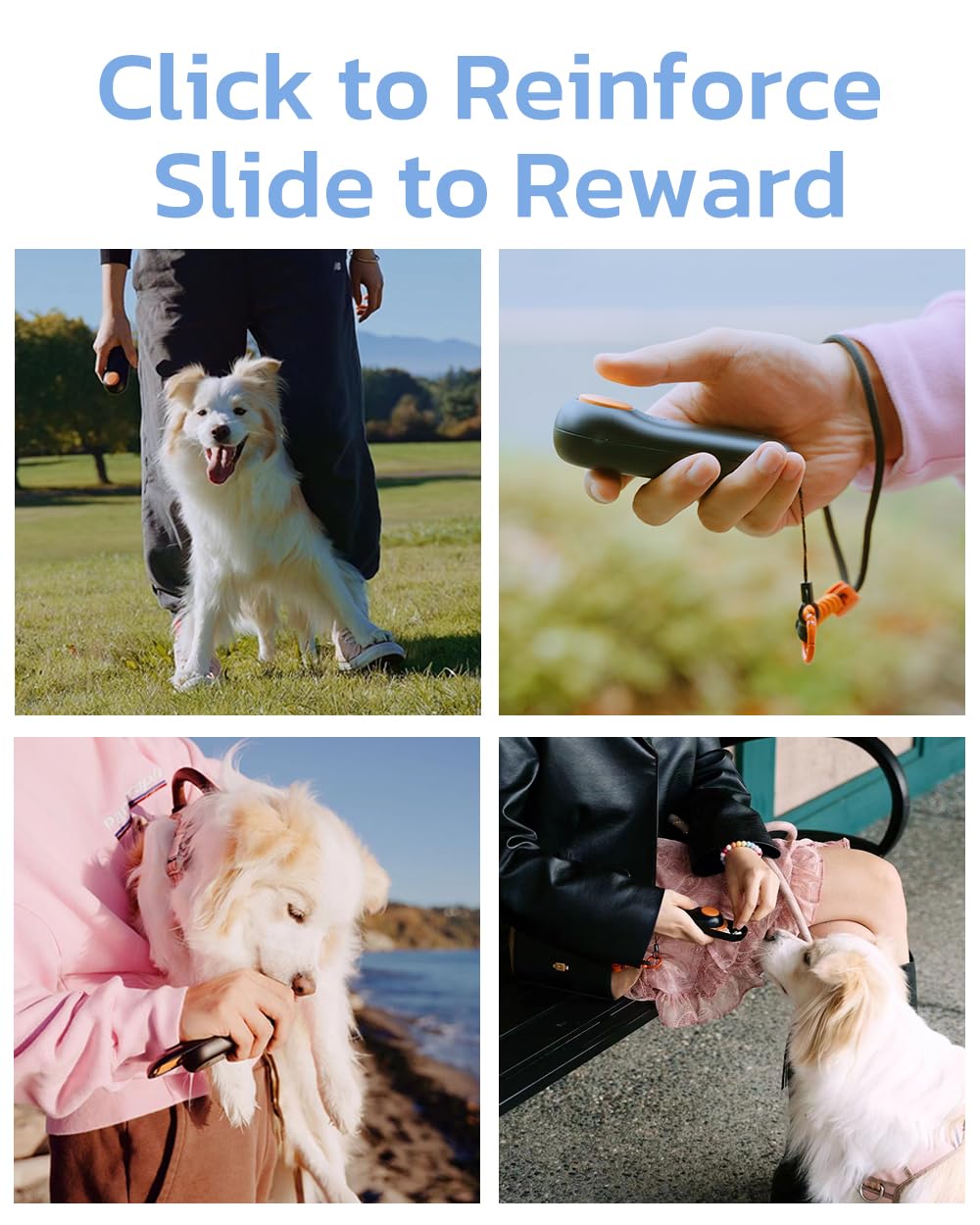 Clicker - Bolsa de entrenamiento para perros y golosinas para perros, alternativa de doble uso, 2 en 1, duradero, ligero (2.3 onzas), fácil de limpiar y manejar, rápido de llenar, diseño innovador