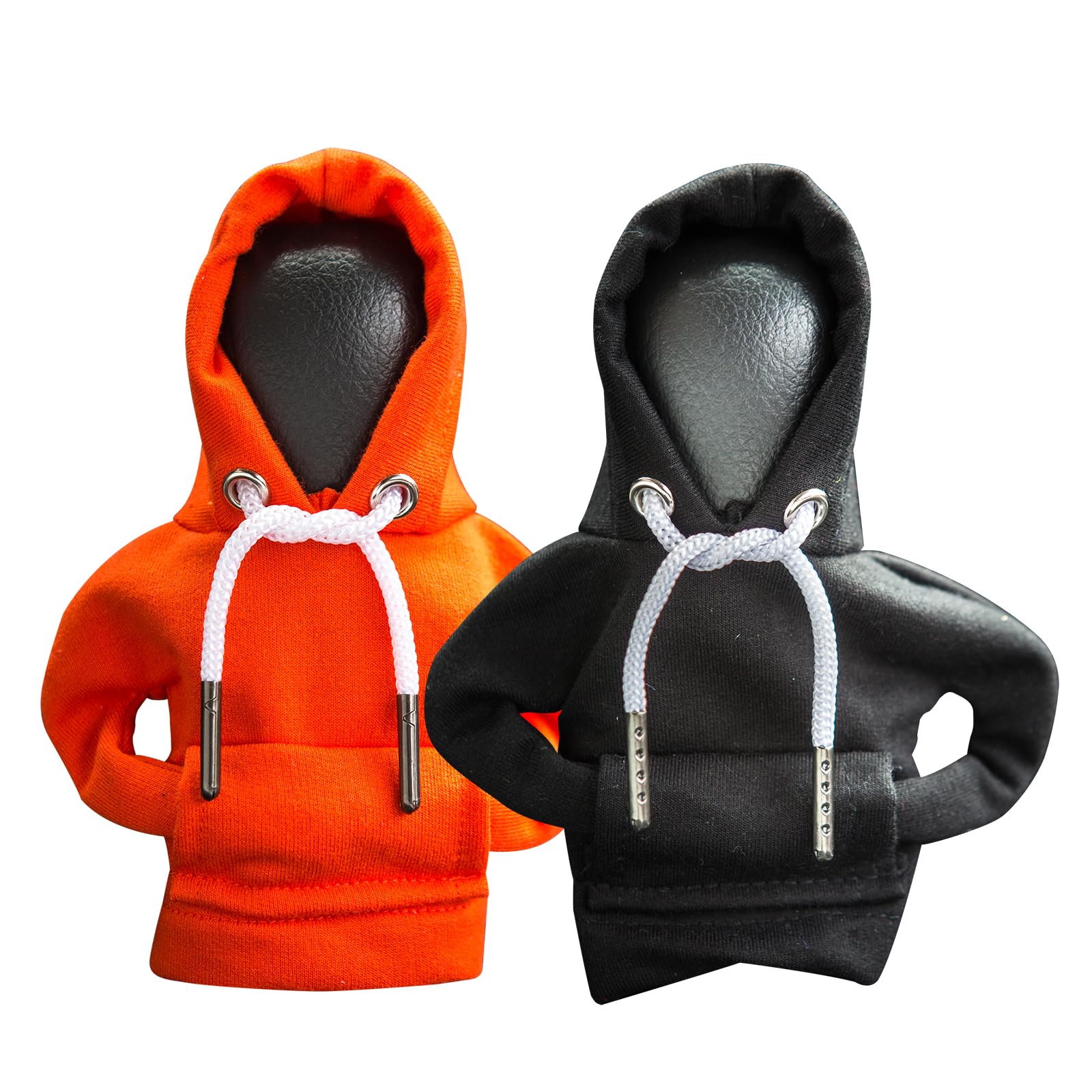 2Pcs Car Shift Knob Hoodie,Gear Shift Hoodie,Funny Sweater Hoodie for Gearshift,Automotive Interior Accessories（Orange and Black）