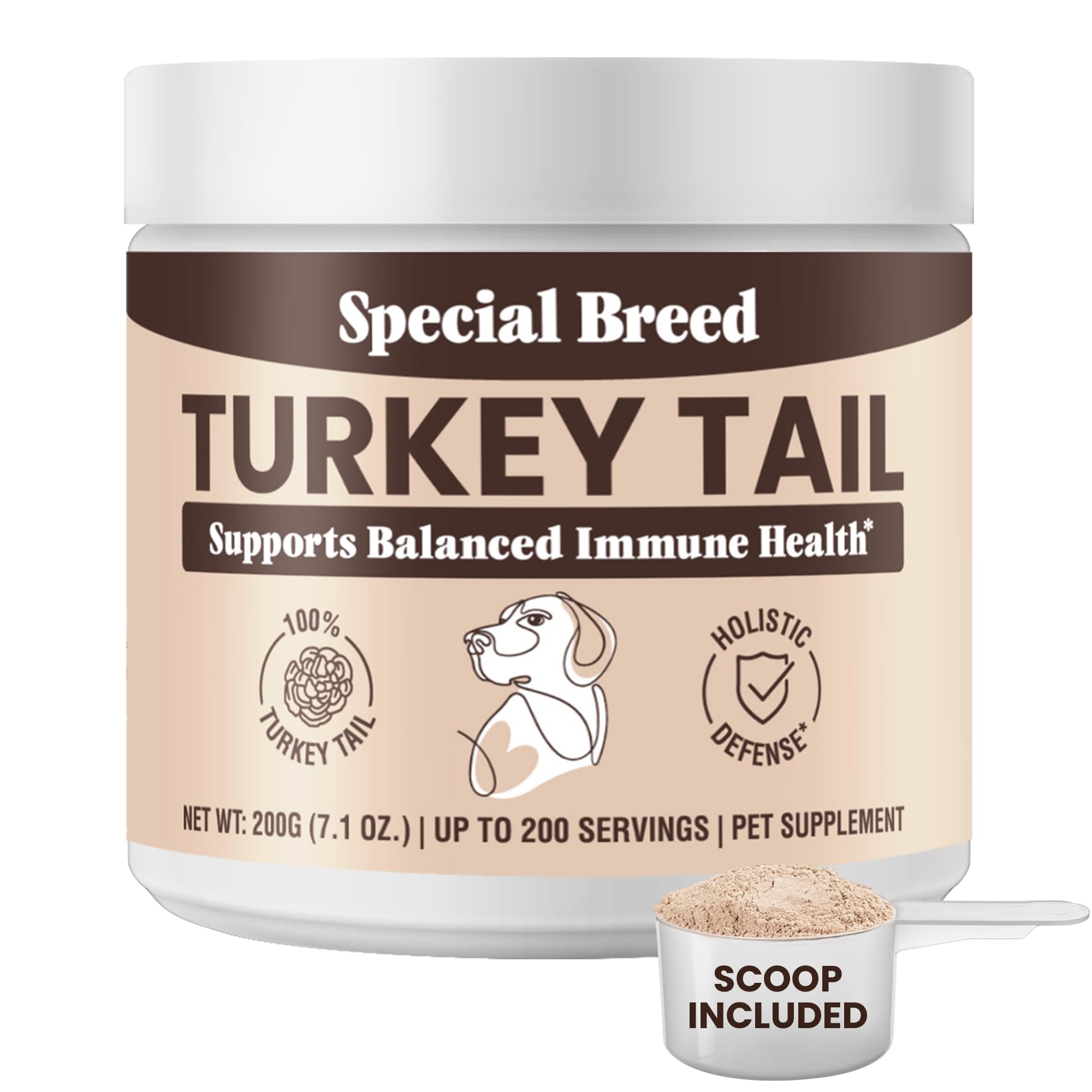 Turkey Tail Mushroom for Dogs - Organic Turkey Tail for Dogs Mushroom Powder for Respiratory, Immunity, Digestion - Lipoma Lumps and Bumps Supplement, No Fillers - 200 Grams