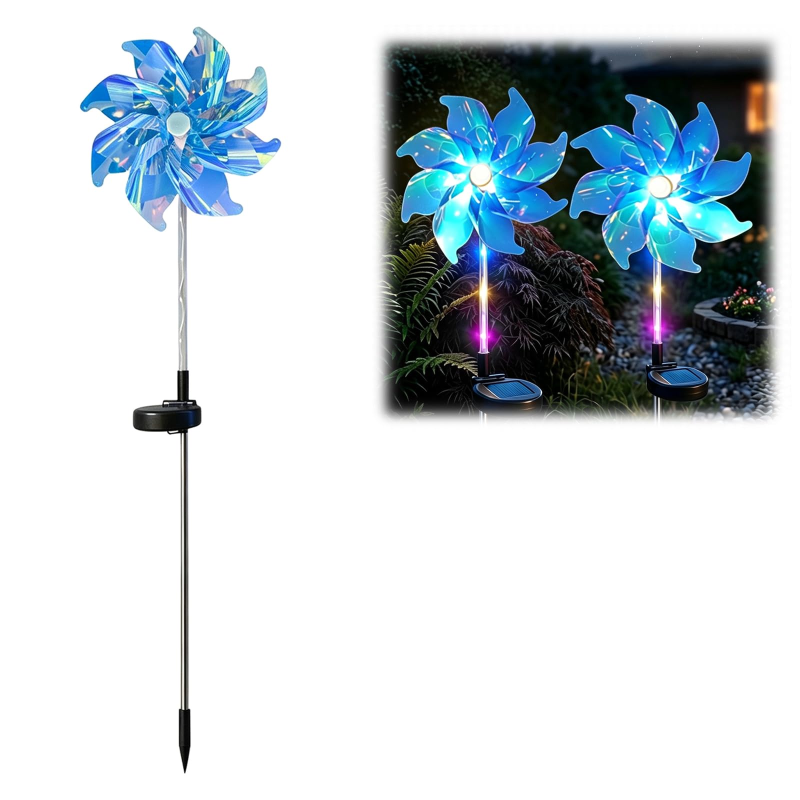LZTET Solar Rainbow Pinwheel Light,LED Windmill Stake