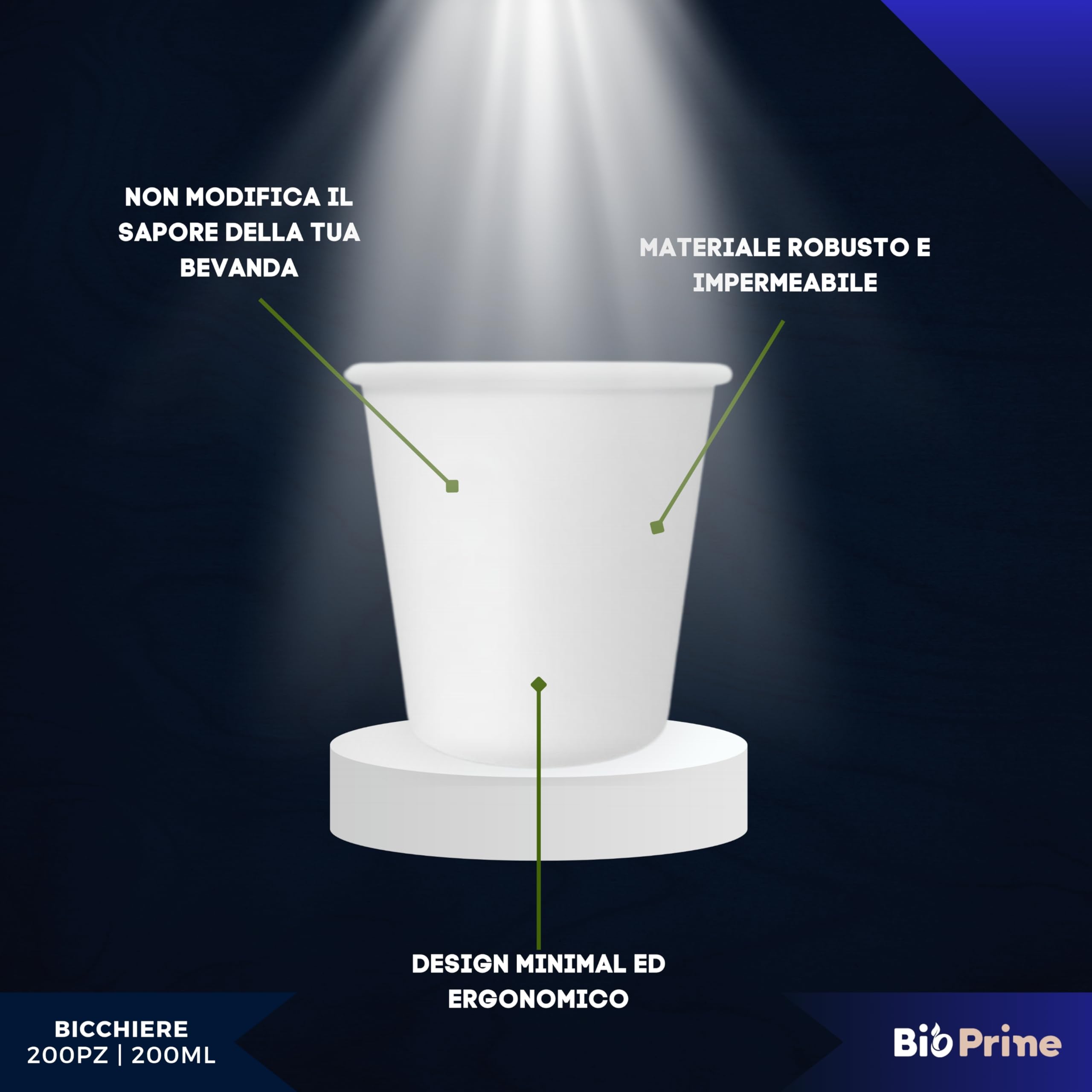 200pz - Bicchieri Acqua in Carta 200ml - Bicchieri 200ml Biodegradabili - Per Bevande Calde, Acqua e Bibite - Bicchieri Usa e Getta.