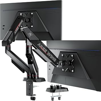 ARES WING Dual Monitor Arm for 17-35 Inch Flat Curved Ultrawide Screens Up to 26.5lbs, Fully Adjustable Dual Monitor Mount, C-Clamp & Grommet Base, 75/100 Vesa Mount, Black
