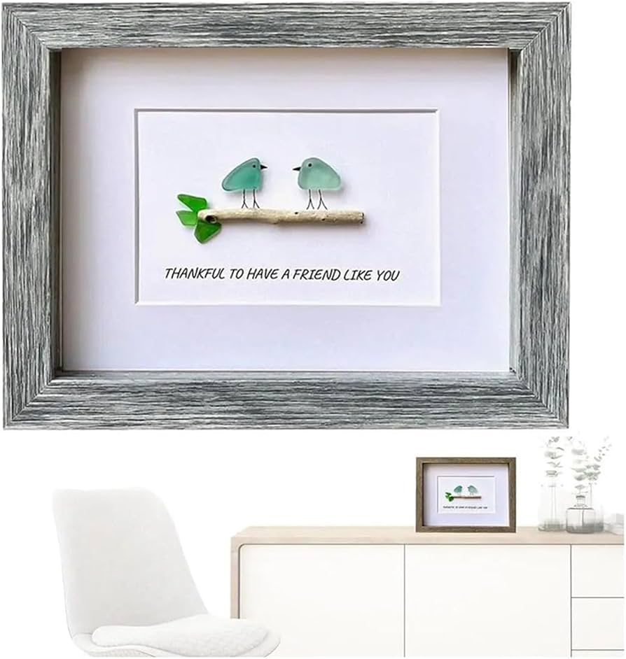 Amazon.co.jp: LAMELLIS シーグラスアート、シーグラスの鳥、友達の