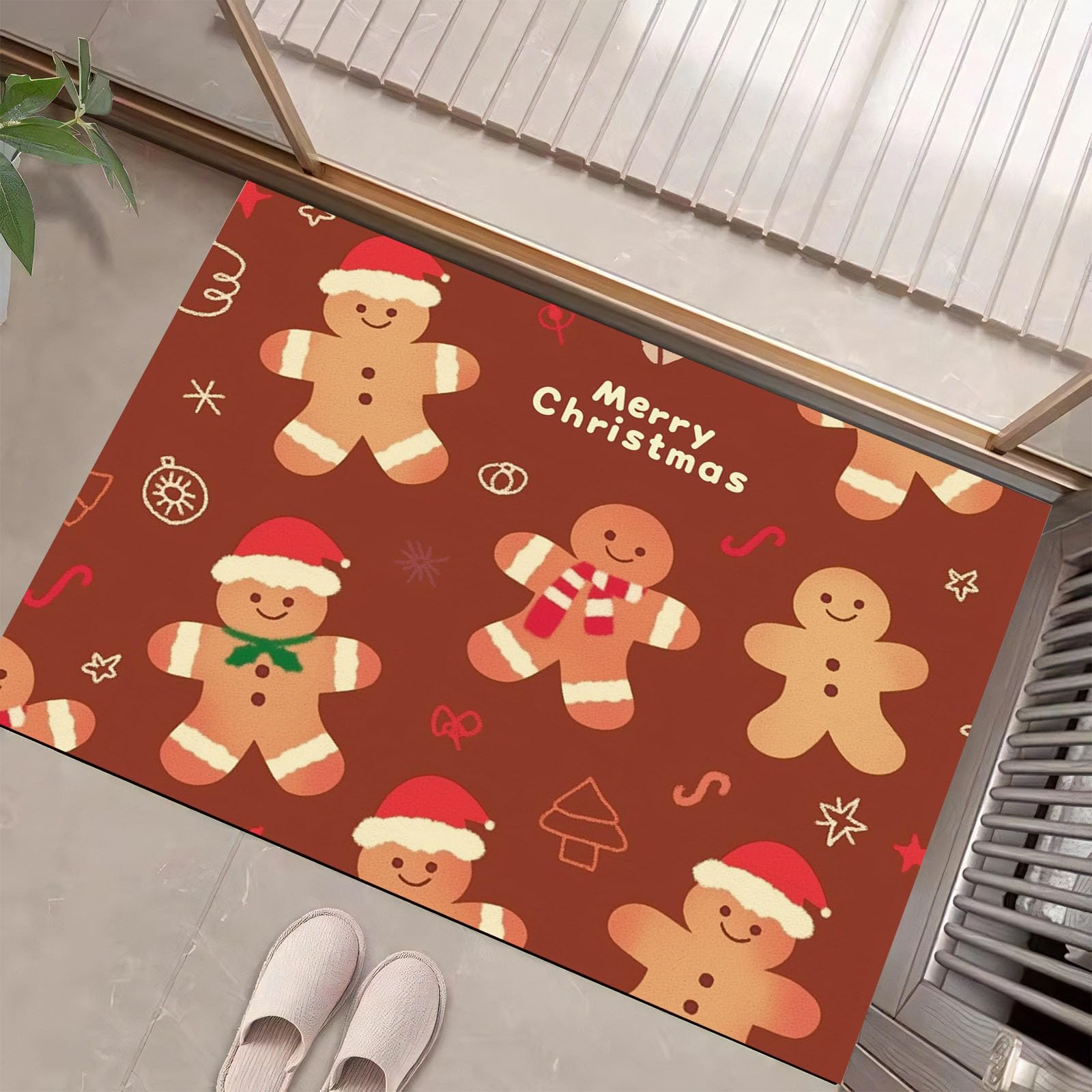 Alfombrilla baño antideslizante y absorbente con ilustración de jengibre roja