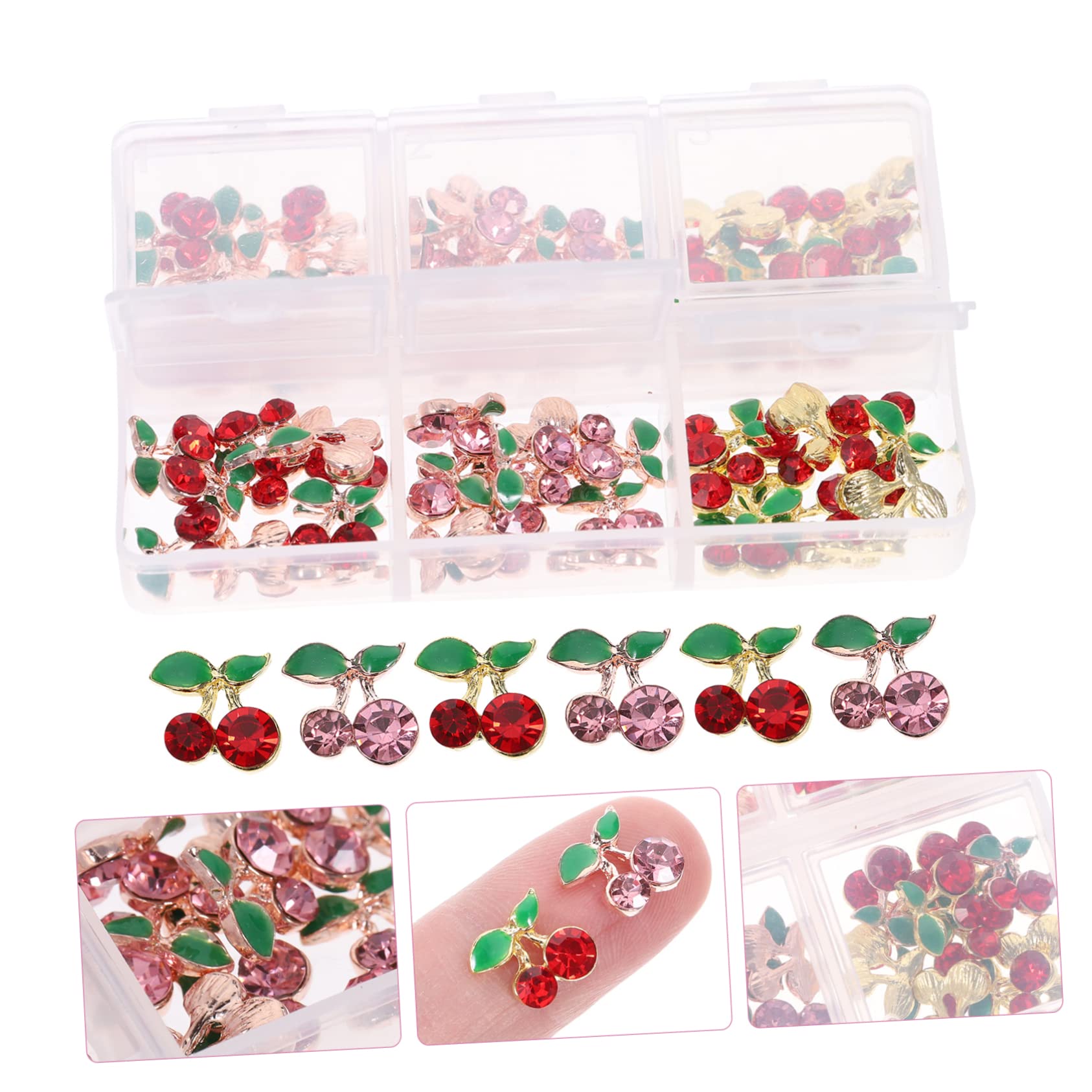 120 Pz Accessori Per Nail Art Con Strass Unghia Di Frutta Luccica Gioielli Per Unghie Strass Arancioni Borchie Per Unghie Lucide Ornamenti Glitterati Perno Lega Ciliegia 3d