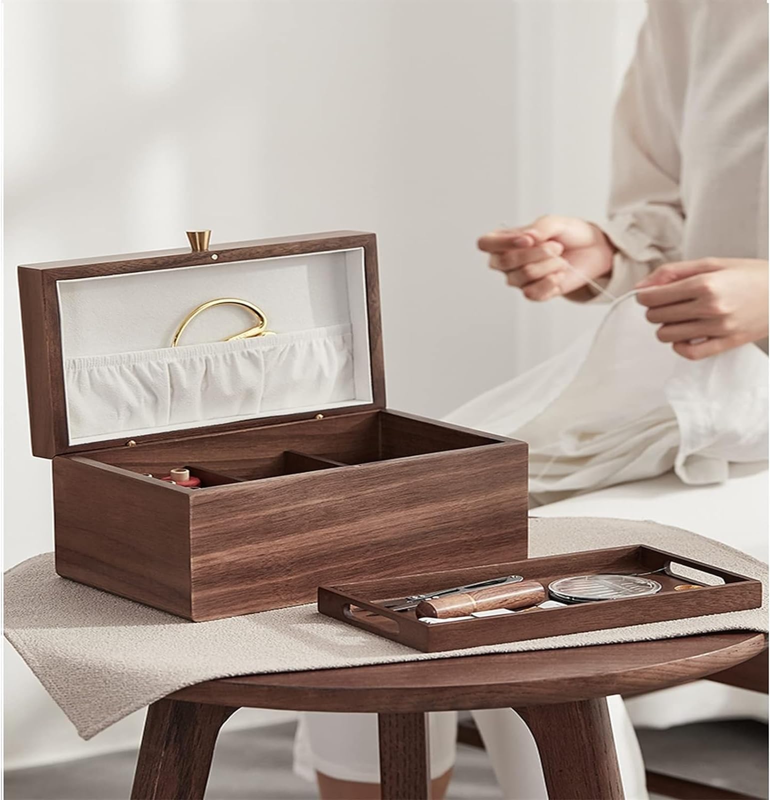 Forniture for cucire,Kit da cucito,Scatola portaoggetti for kit da cucito in legno e dispositivo di archiviazione con strumenti da cucito completi, Adatto for donne, uomini, adulti, ragazze, bambini,P