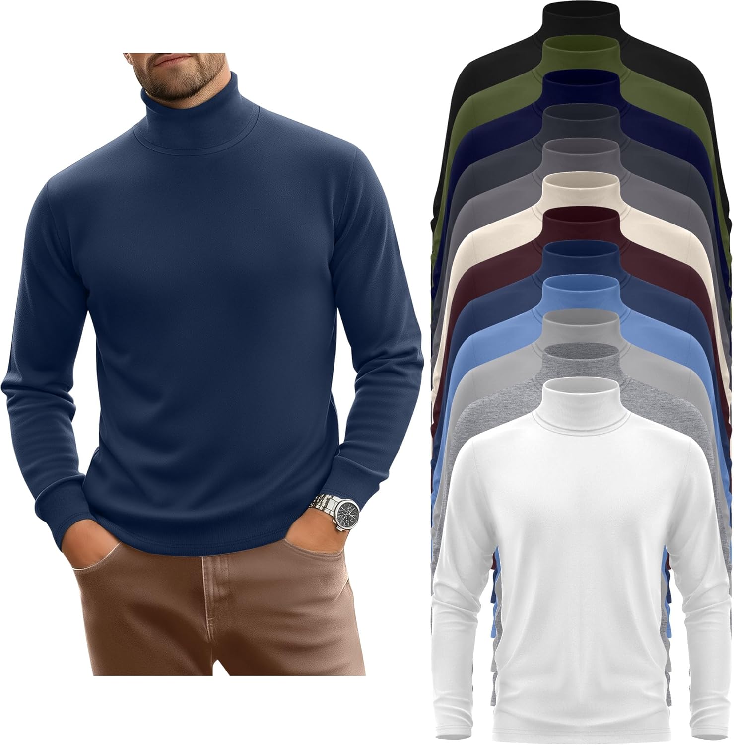 12 Pack Mens Big and Tall Turtleneck Shirt Bulk