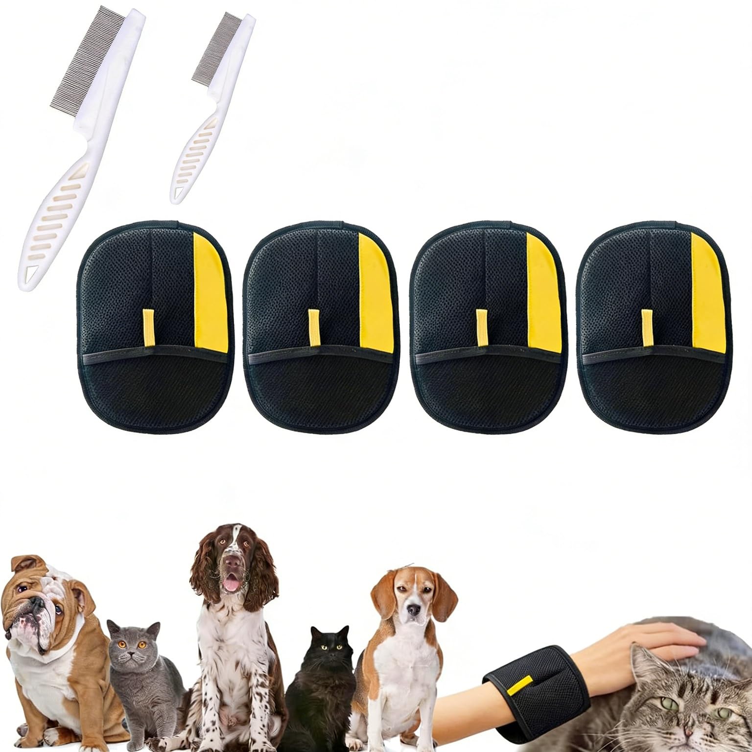 Gants d'épilation pour chats et chiens et brosse anti-poils pour canapé et tapis