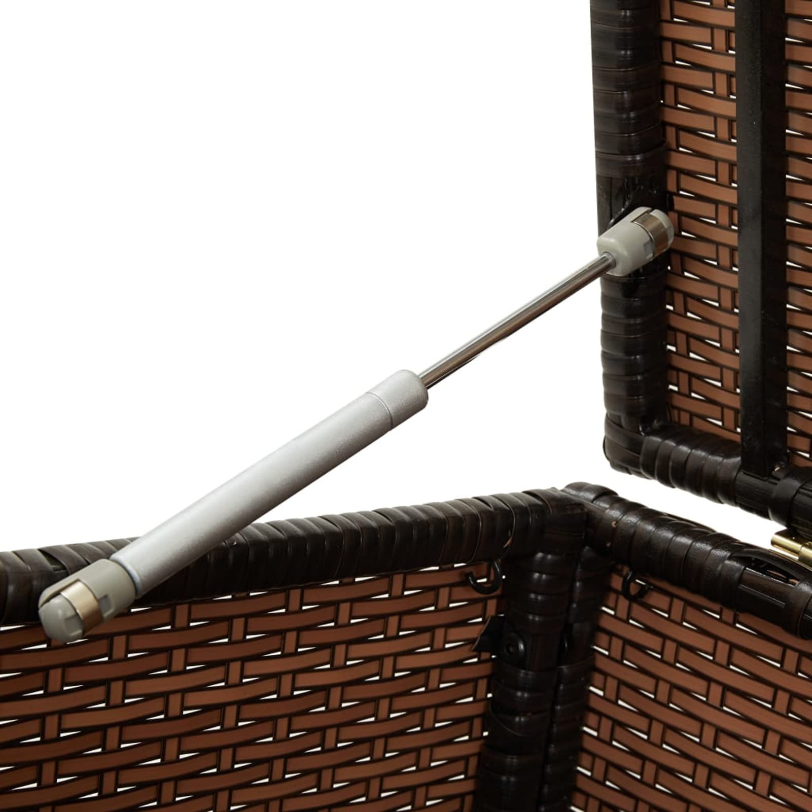 Homgoday Aufbewahrungsbox für den Garten, Truhe für den Außenbereich, Sitzbank für den Außenbereich, mit Aufbewahrungsbox, aus Polyrattan, 200 x 50 x 60 cm, Braun