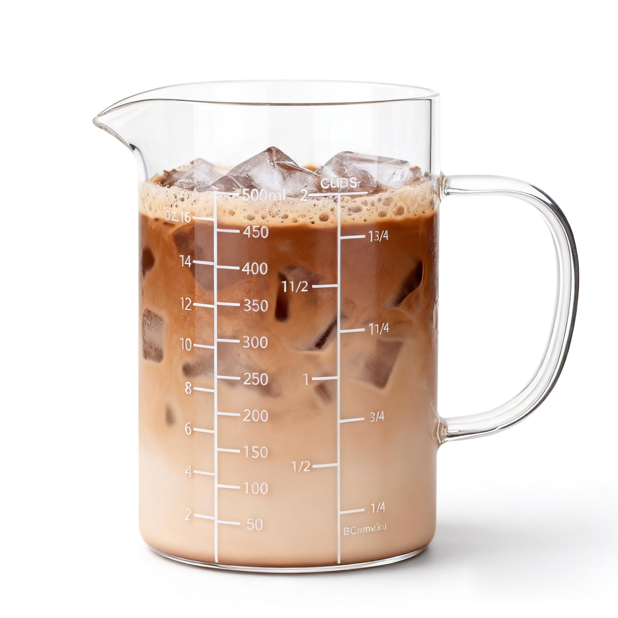 BCnmviku 500ml Measuring Jug,Borosilicate Glass Measure Cup for Coffee