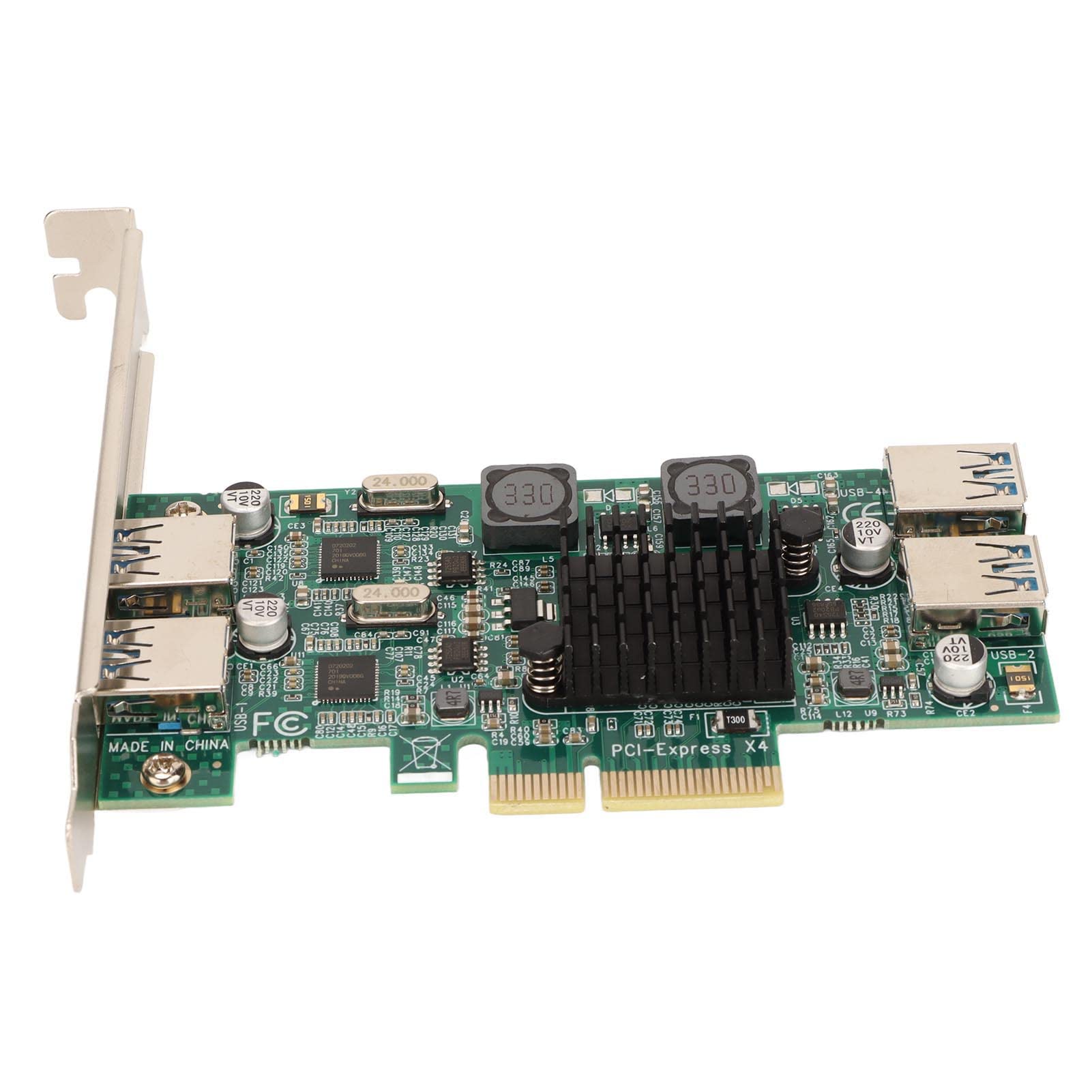 Septpenta Carte D'extension USB 3.0 PCIE, 4 Ports USB 3.0 20 Gbps, Technologie Auto Alimentée, Convient à Tous Les Périphériques D'interface USB, Convient pour Win XP, Win 7, 8, 8.1, 10