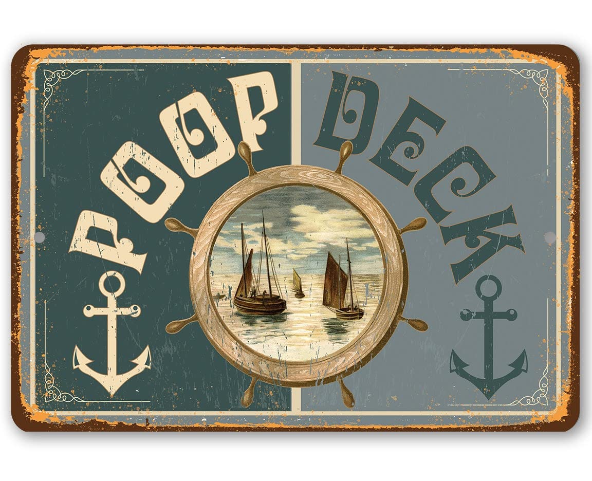 Matlpats Metal Sign - Poop Deck - Tin - Use Indoor/Outdoor - Great Gift & Decor 8X12inch
