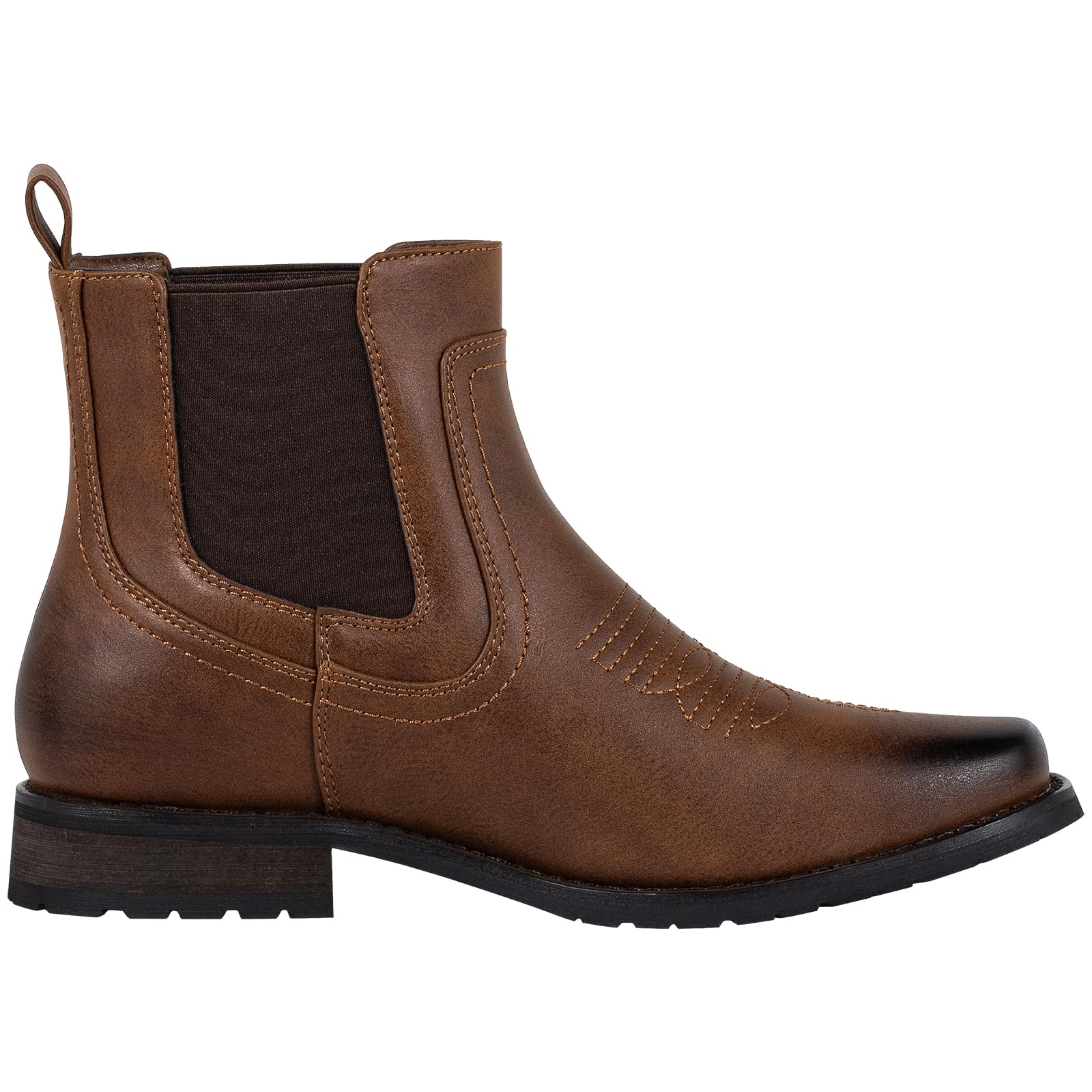 J's.o.l.e Chelsea Bottes de cowboy pour homme Bout carré Brodées Western Fashion Bottines marron