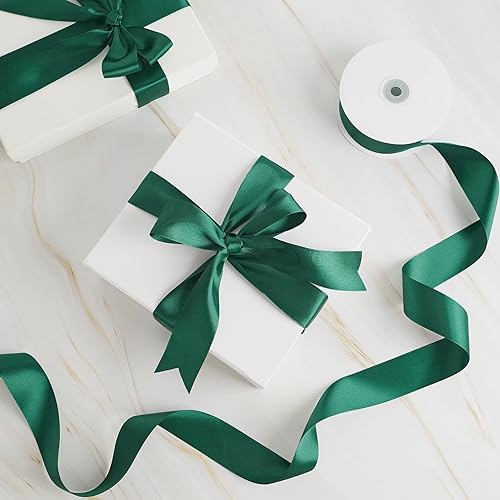 Miniatura 6 de MEEDEE Cinta de satén verde oscuro de 1-12 pulgadas, cinta de satén verde oscuro de doble cara, cinta de Navidad verde por 50 yardas, cinta verde