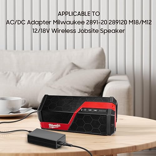 Miniatura 3 de KFD Adaptador de CA de 18 V para Milwaukee 2891-20 289120 M18/M12 12/18V Altavoz inalámbrico para sitio de trabajo 23-81-0155 YLS06512A-T180300