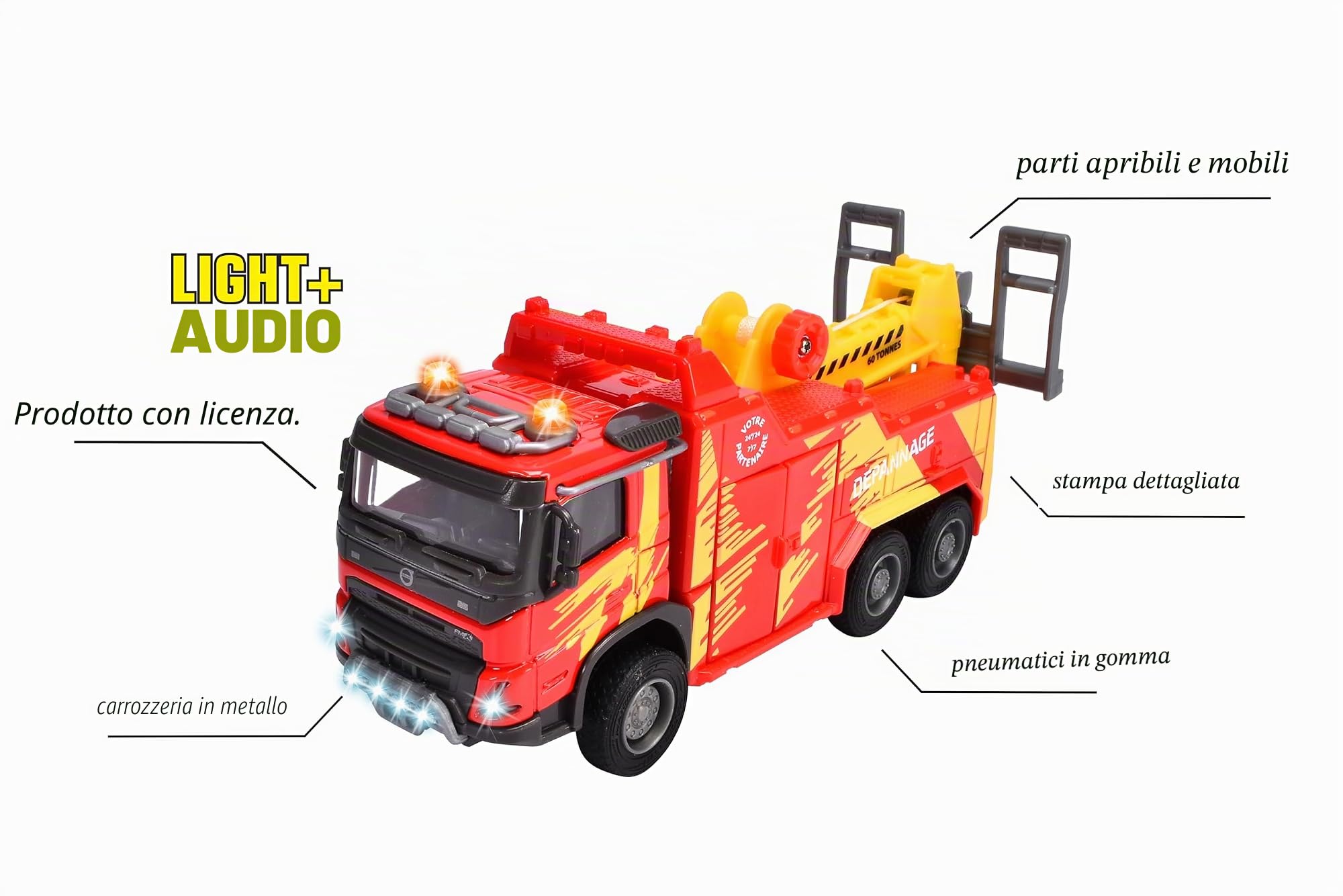 Majorette - Grand Series - Volvo Carro attrezzi - 20 cm (scala 1/43°) - Suoni e luci - Da 3 anni - 213743002002