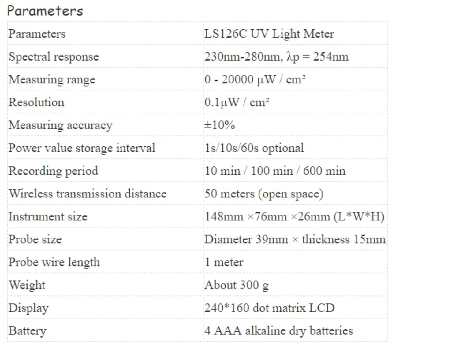 LS126C UV Photometer UVC Lamp Intensity Measurement 0-20000 μW/c㎡ Range Wireless Monitoring, Accuracy ±10%, Suitable for Healthcare, Industry and Laboratory
