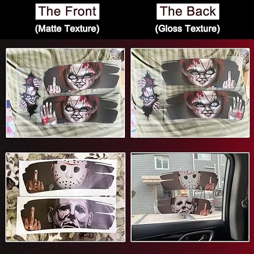 Miniatura 3 de 2 calcomanías de dedo medio de Michael de doble cara, personajes de películas de terror en 3D para parachoques y decoración de vehículos de