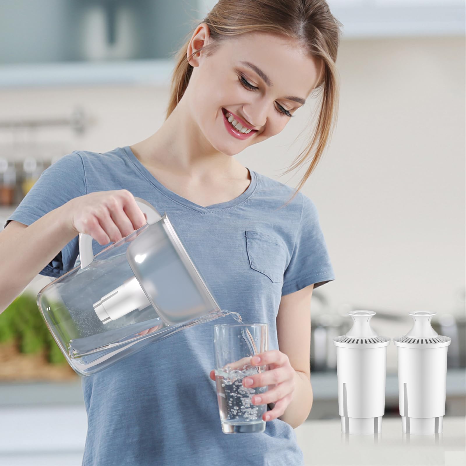 BREAUILL Filtros de agua de repuesto, 6 filtros de agua certificados para jarras Brita®, cartucho de filtro de agua de repuesto para filtro de agua Brita® Classic 35557, OB03, Mavea® 107007