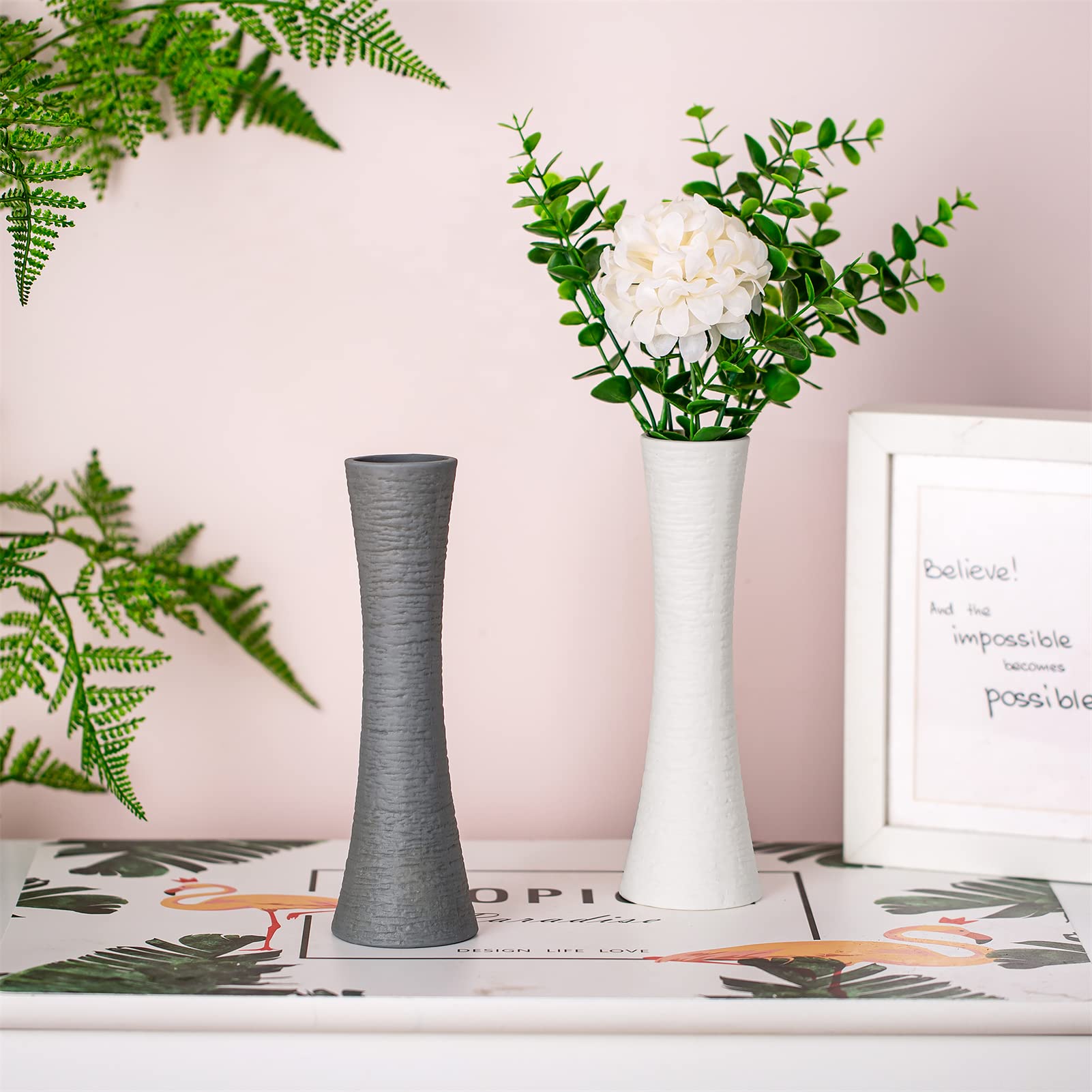 22 Cm Hohe Keramik-Vase Beige - Schmaler Hals, Für Einzelne Blumen, Tischdekoration