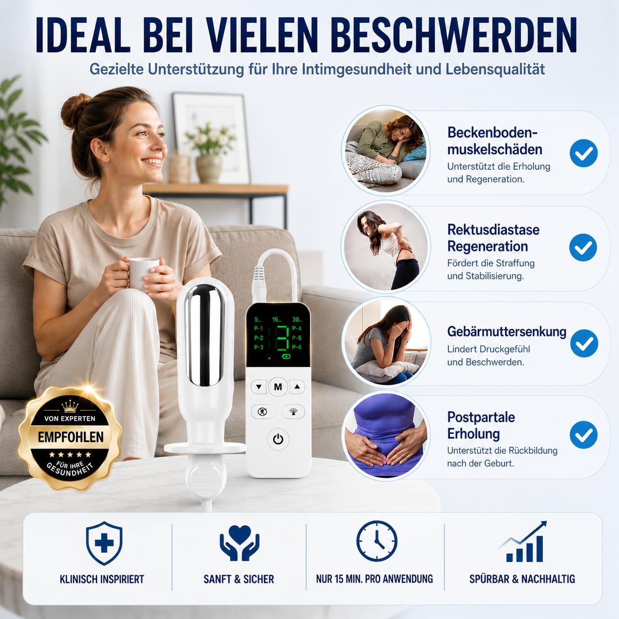 3-in-1 Beckenbodentrainer für Frauen – EMS, Rotlicht & Vibrationsmassage | Elektrischer Kegeltrainer zur Stärkung der Beckenbodenmuskulatur, Blasenkontrolle und Rückbildung nach der Geburt
