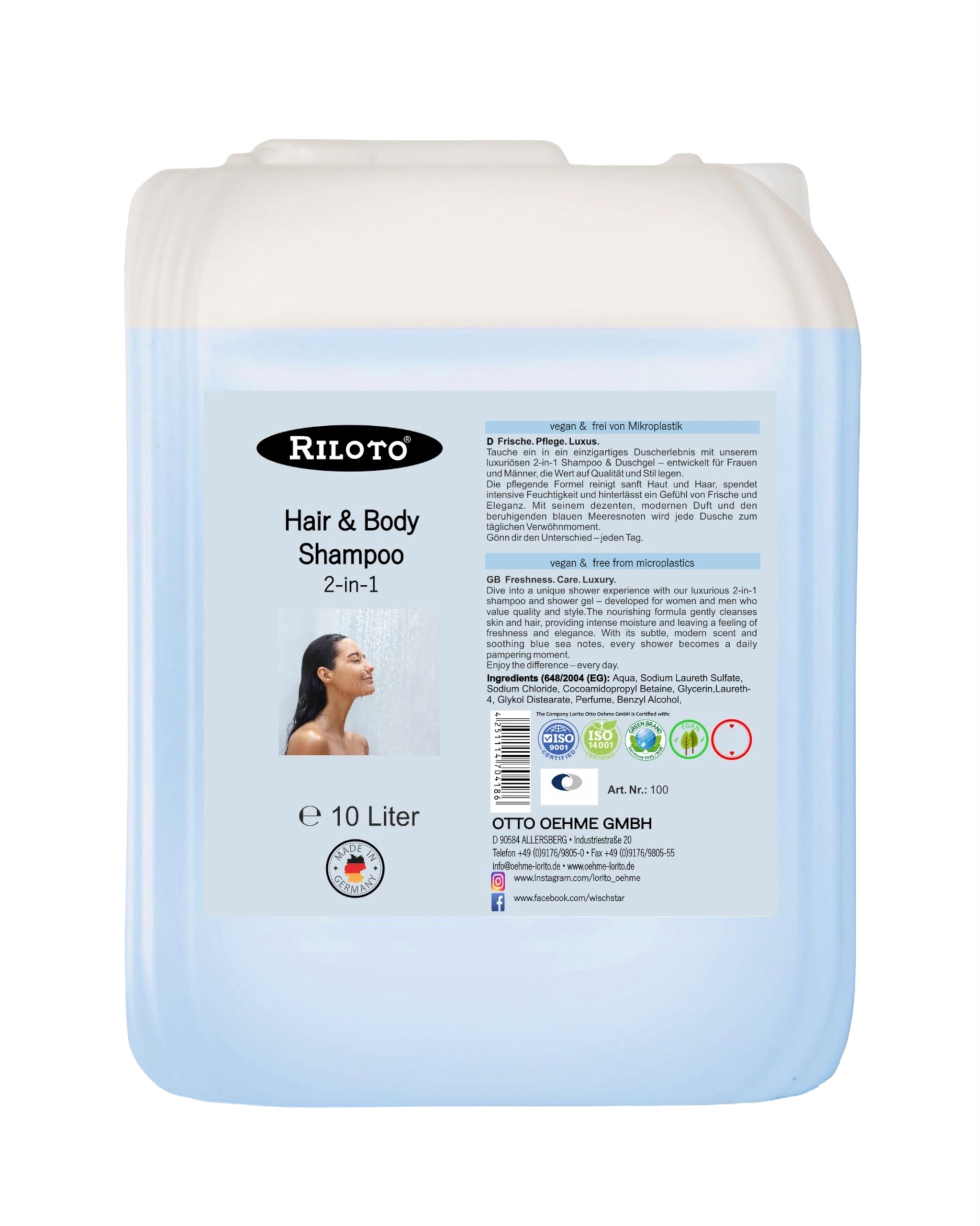 Hair Body Shampoo Herren & Damen 10L | 2-in-1 Duschgel für intensive Körperpflege & Haarpflege, sanft zu Haut & Haar, feuchtigkeitsspendend, herrlich duftend