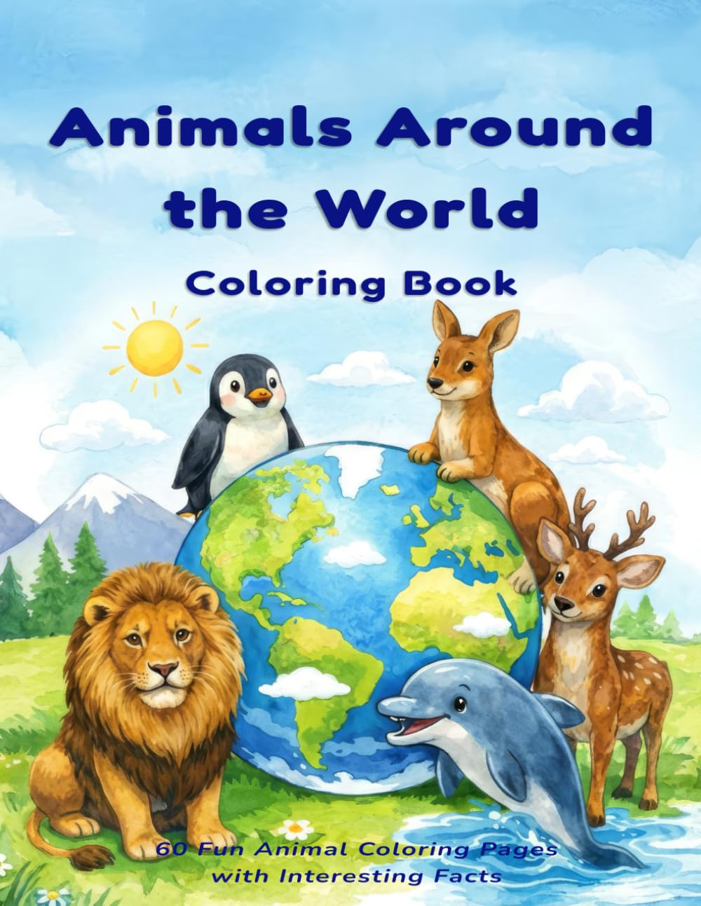 Animals Around the World Coloring Book: 60 Fun Animal Coloring Pages with Interesting Facts