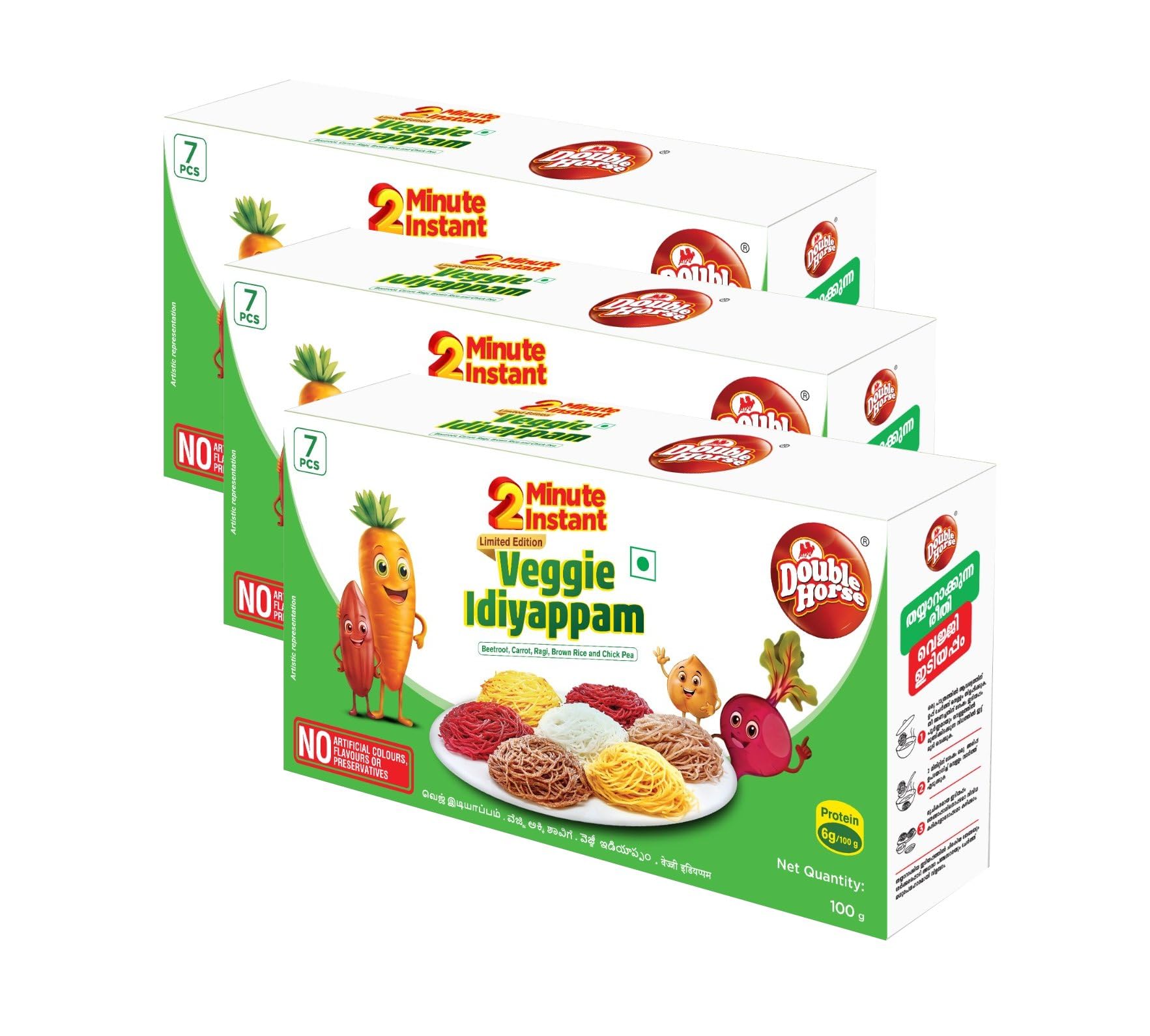 Double Horse 2 Minute Instant Veggie Idiyappam 100g (Pack of 3)-image-24