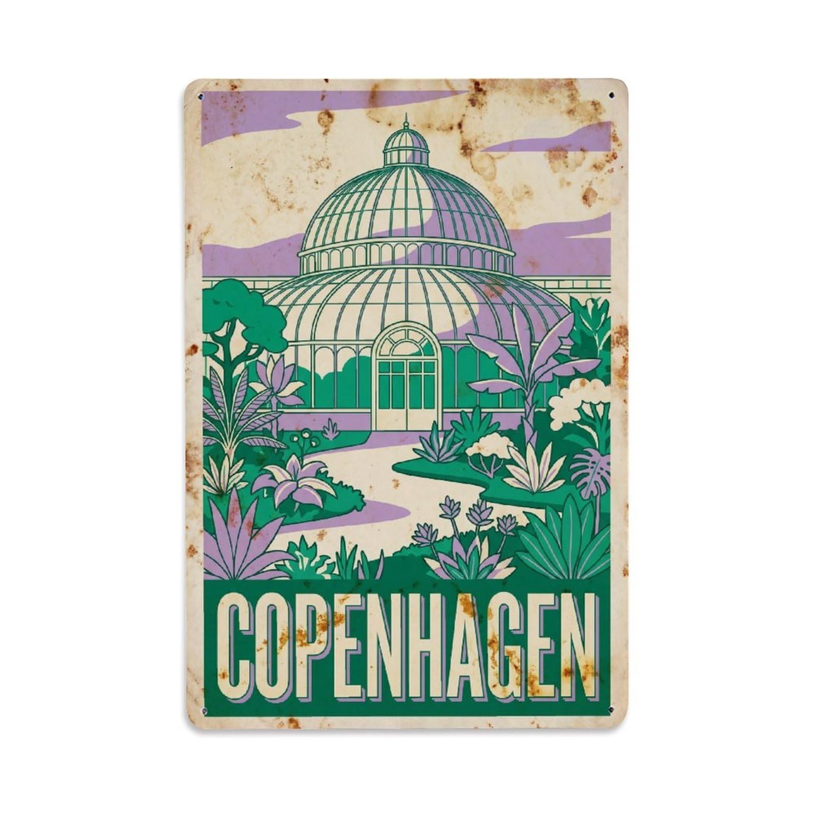 Este 8X12inch Style Vintage Travel Copenhagen Denmark Curious Metal Tin Sign