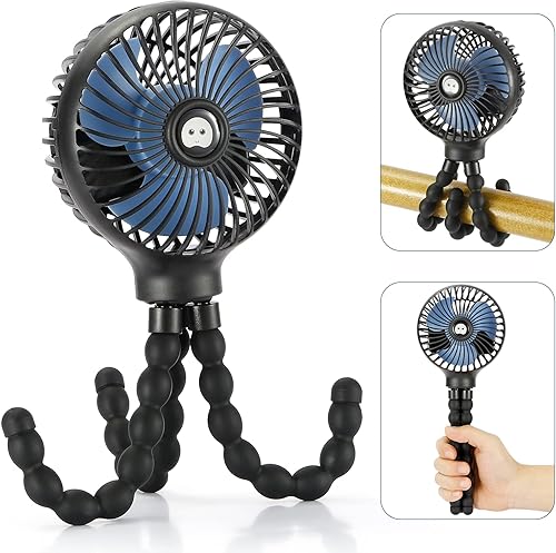 snawowo Mini ventilador portátil personal de mano, ventilador de cochecito de bebé, ventilador de asiento de automóvil, alimentado por USB o