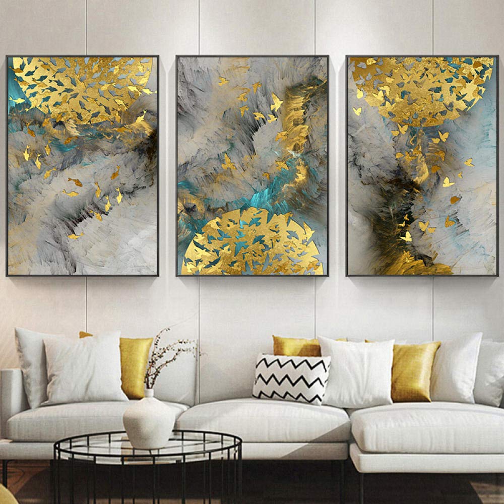 TougMoo Abstract Golden Fish Poster Butterfly Bird Nordic Canvas Wall Painting Printed Modern Picture For Living Room Decor 30 * 40cm