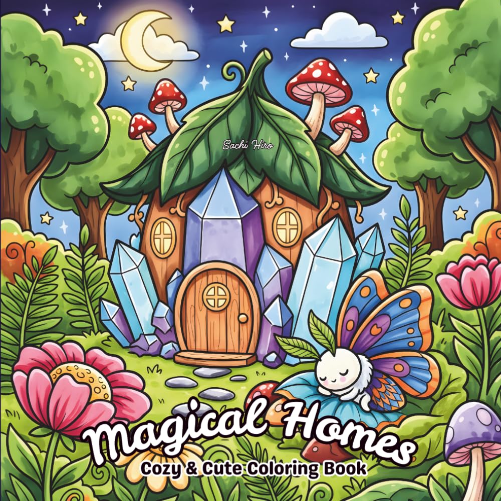 Magical Homes Coloring Book: Cute Magical Tiny Houses, Fairies, Dragons, and Cozy Fantasy Scenes (Fantasy Coloring Pages)