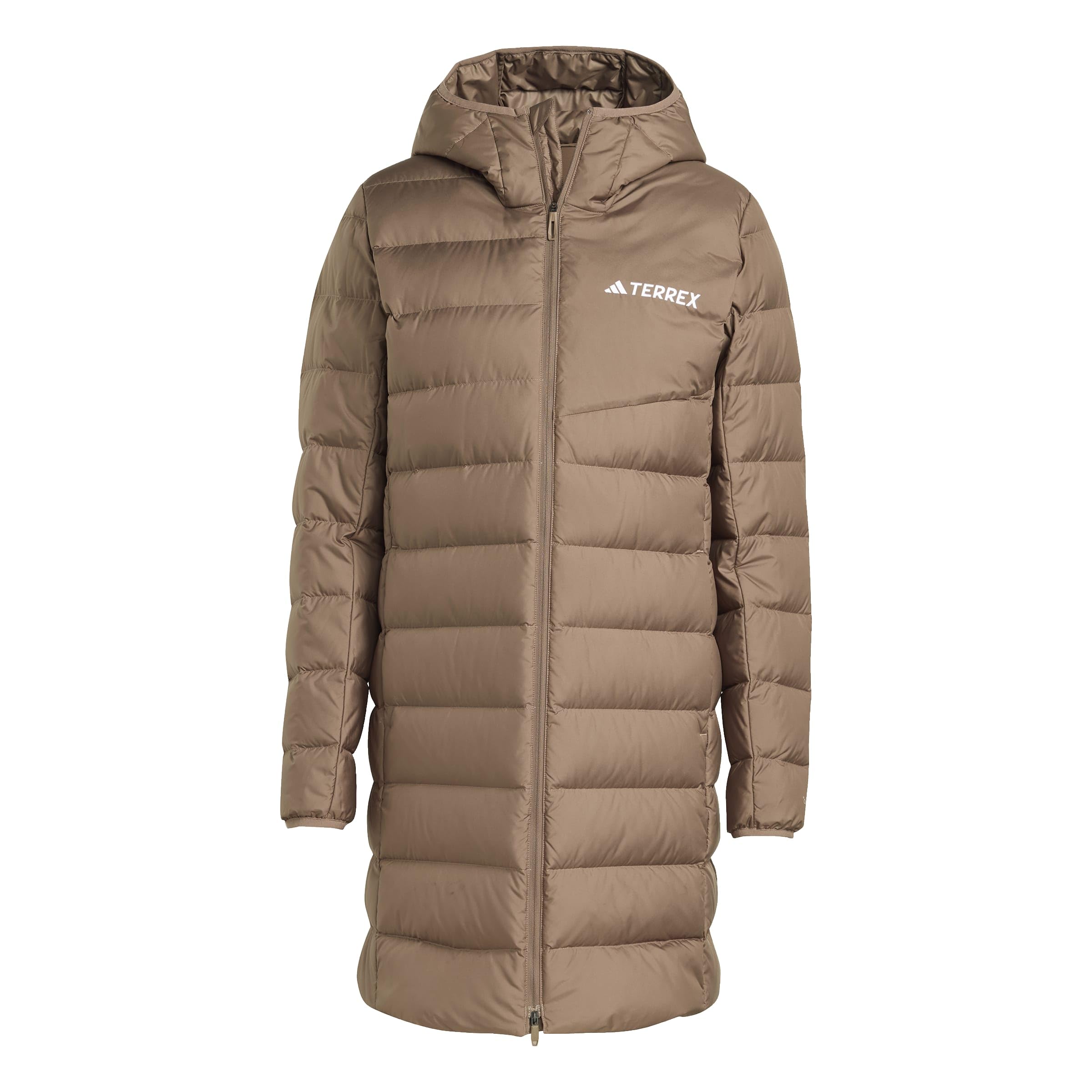 adidas Women's Terrex Multi Light Down Hooded Parka 2.0, Earth Strata, XS