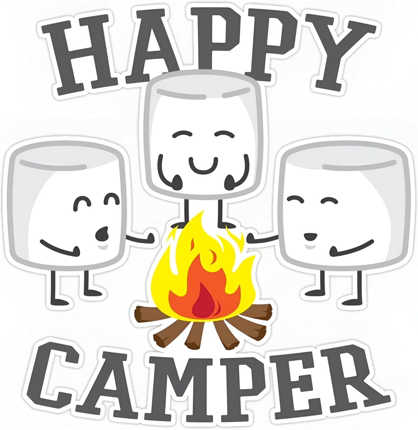 Marshmallows Camper Vinyl Sticker – Waterproof Outdoor Decal for Cars Windows Laptops Water Bottles & More – Durable Camping Aesthetic Bumper Sticker 6x6 Inch