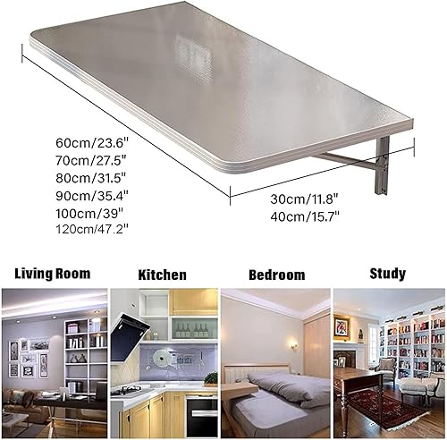 Miniatura 3 de Wall Mounted Folding Table for Laundry Room, Stainless Steel Storage Shelf with Metal Brackets for Kitchen Dining Room Home Bar WorkbenchStable