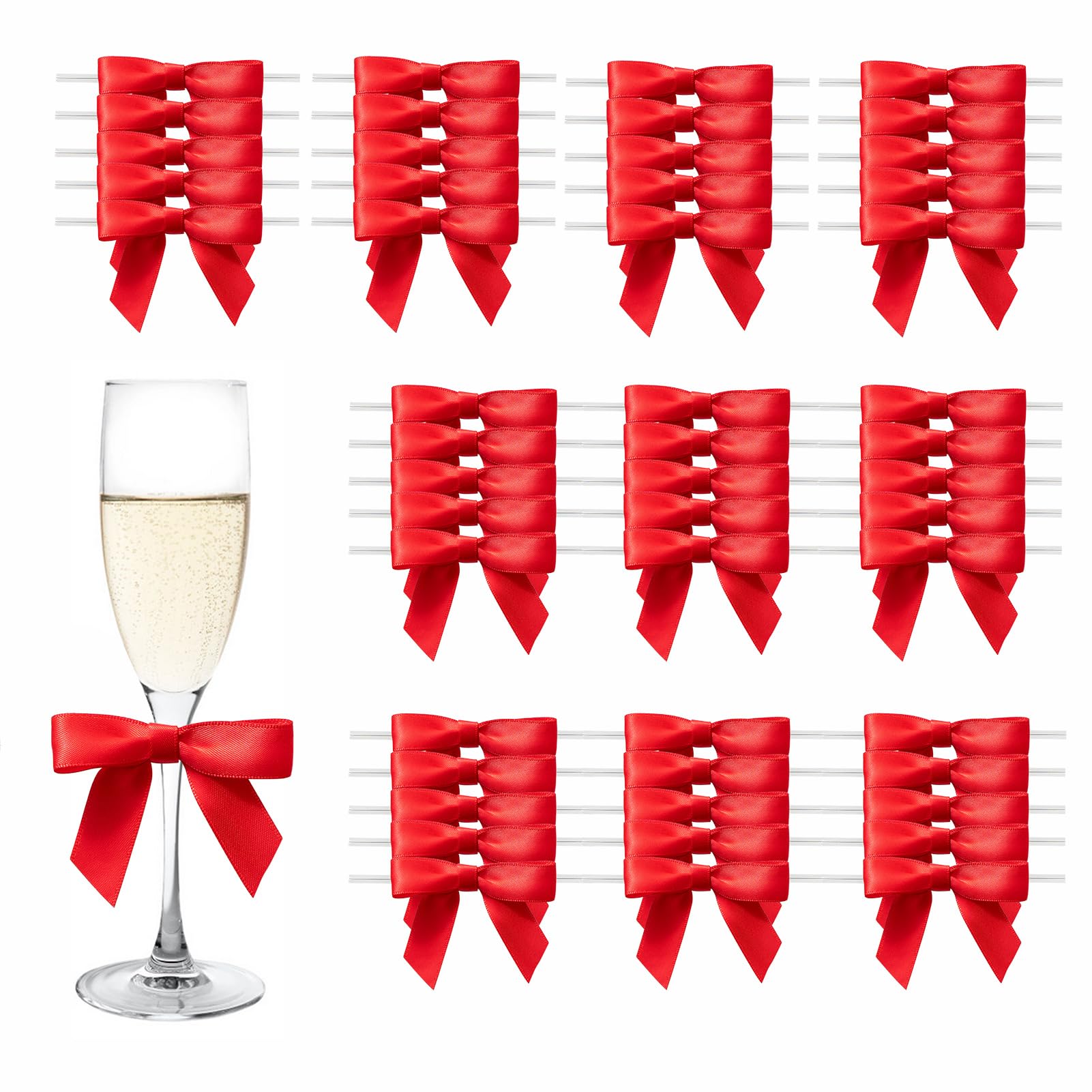 MORSUNBELA Pack of 50 Gift Bows Christmas Tree Red Gift Bows Small Bows Gift Decoration for Weddings Gift Wrapping