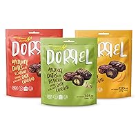 Vista 32 de DORREL - Dátiles cubiertos de chocolate negro belga (Medjool) con relleno de cacahuetes salados, bocadito de chocolate vegano de alta energía