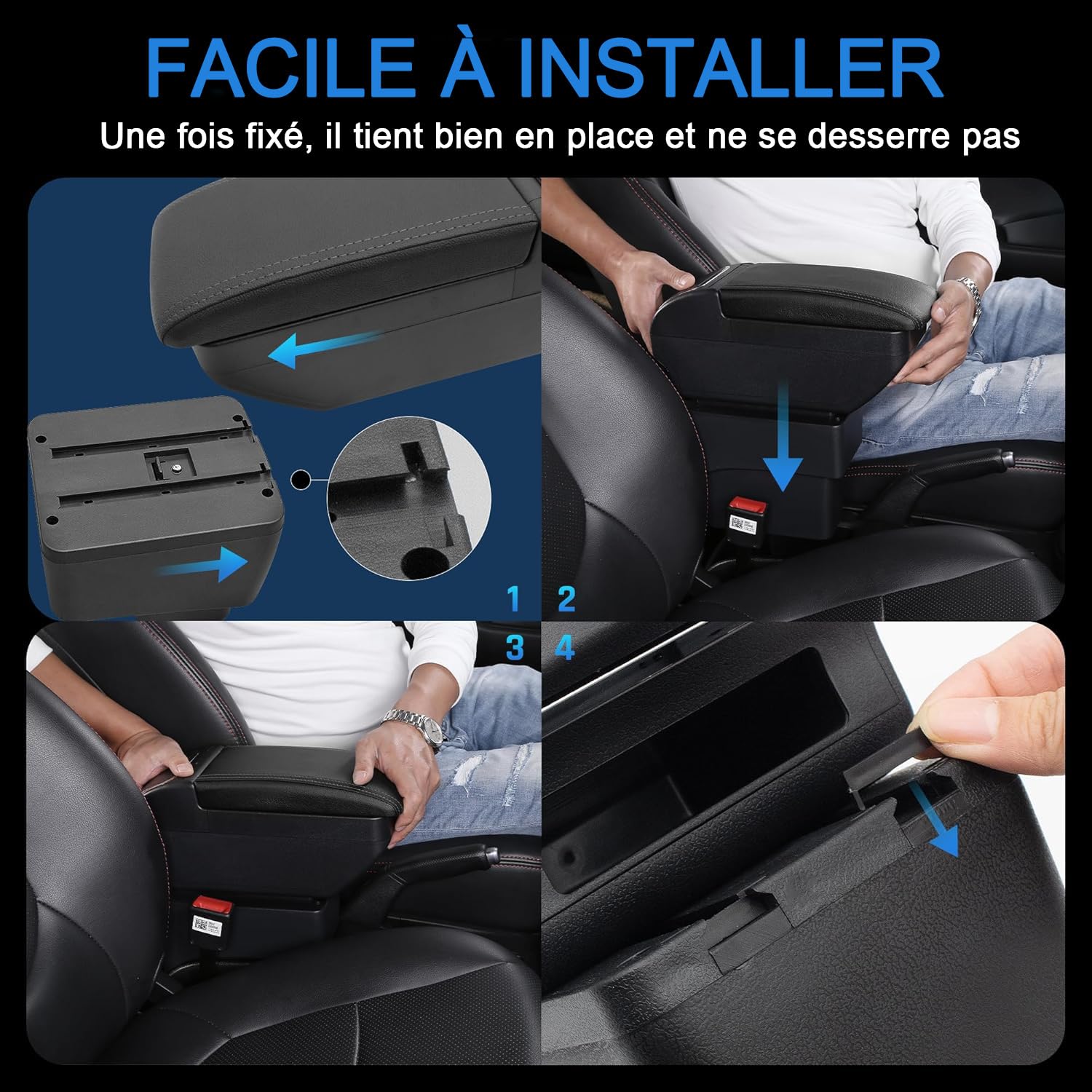 Pour Peugeot Partner tepee Accoudoirs Boîte de rangement centrales Consoles main avec porte gobelets nori