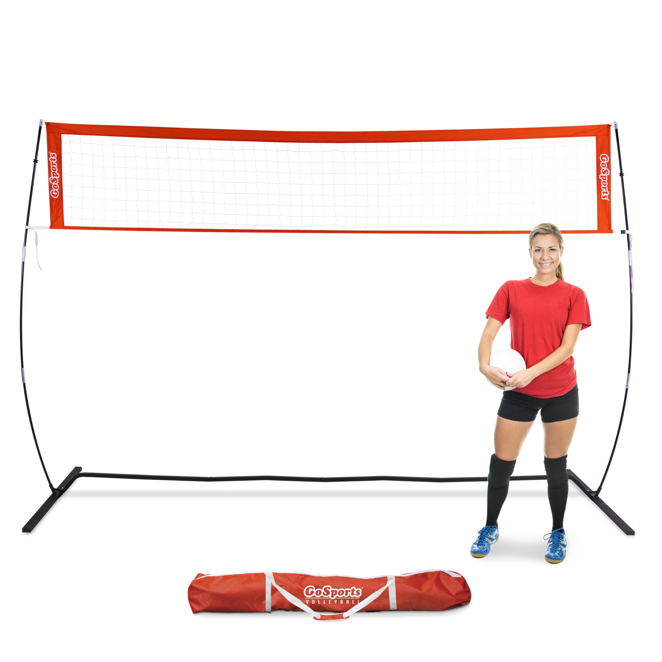 GoSportsFreestanding Volleyball Training Net for Indoor or Outdoor Use - Instant Setup and Height Adjustable - 12 ft or 20 ft Sizes