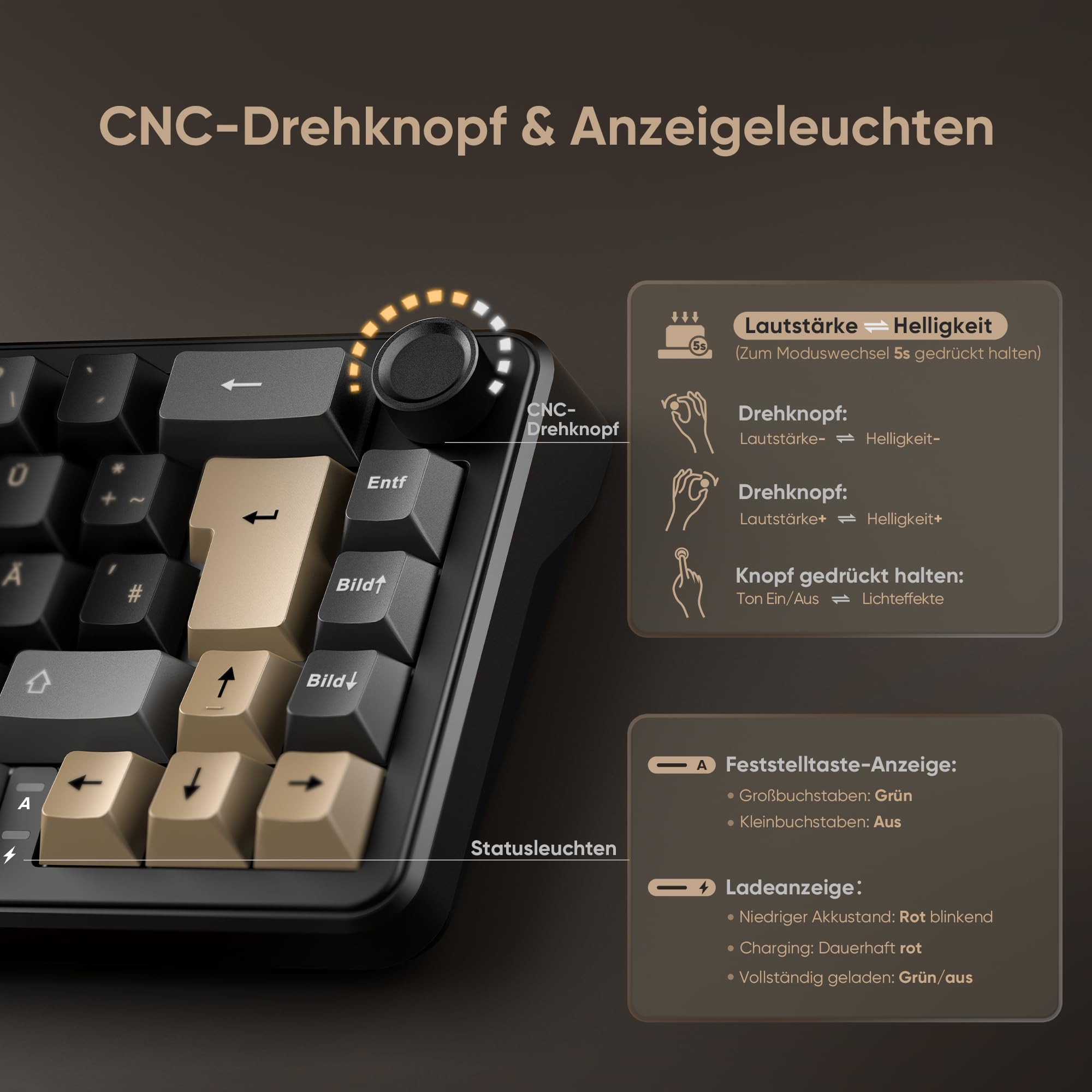 RedThunder K65 Kabellose Mechanische Gaming Tastatur, QWERTZ 67 Tasten, RGB, Fünfschichtige Polsterung Struktur, BT/USB-C/2,4GHz, Hot-swap, 4000 mAh, Gaming Tastatur für Windows, Mac, Xbox, PS4 PS5.