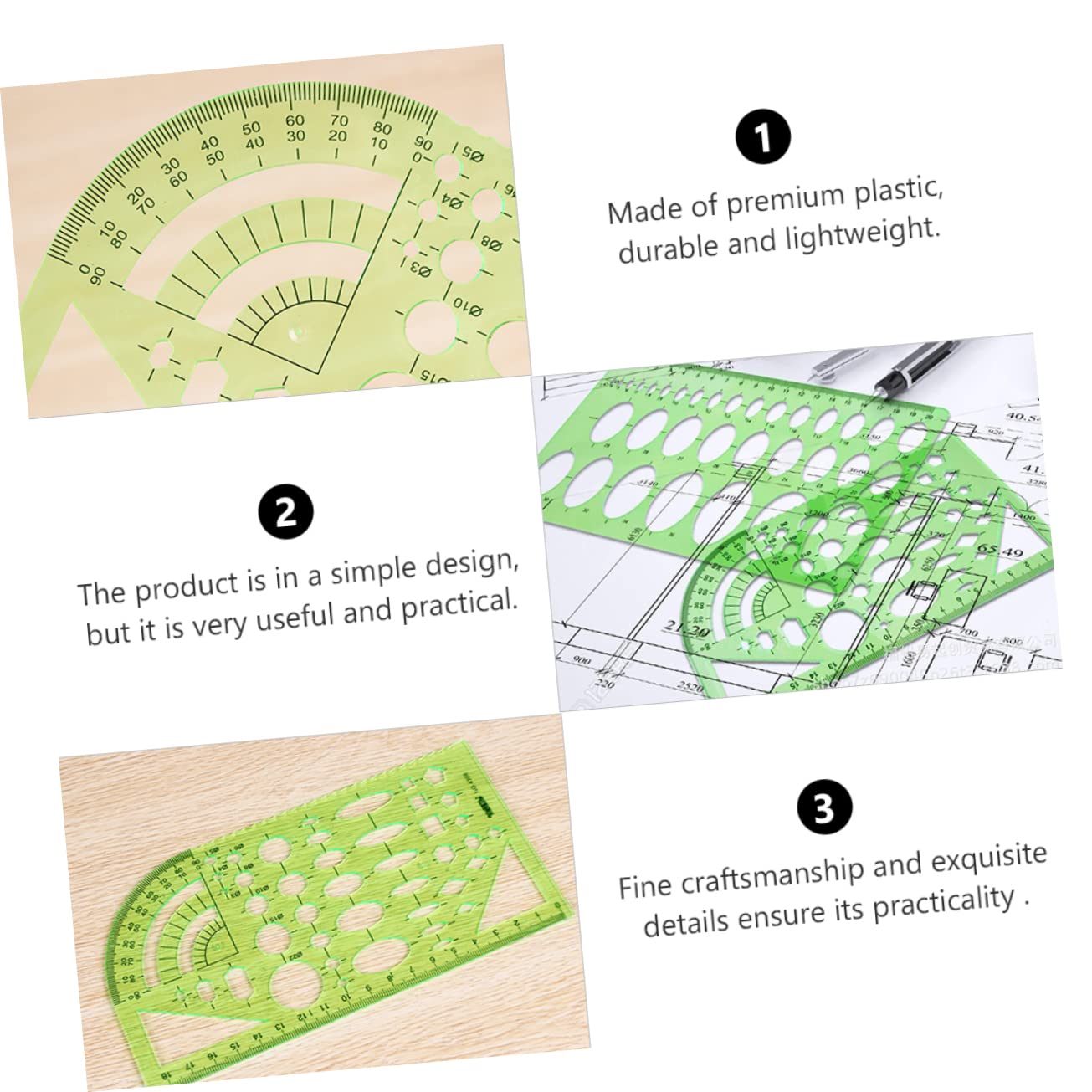 POPETPOP Stencil Geometrici in Plastica Verde per Misurazioni Pratiche Set di 11 Righello Geometrico Semplice Design per Disegno e Fai-da-te di Architetti