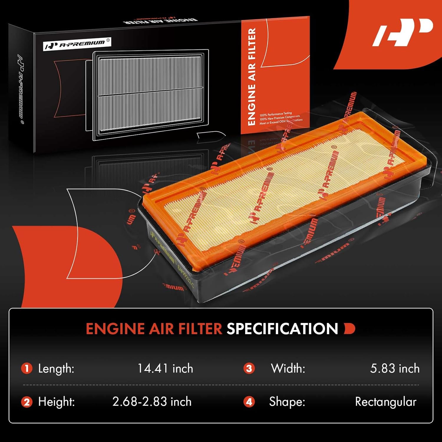 A-Premium Engine Air Filter Compatible with BMW X5 2014-2019, F10 Series 535d 2014-2016, 535d xDrive 2014-2016, 3.0L, Replace# 13718518111, EG3738