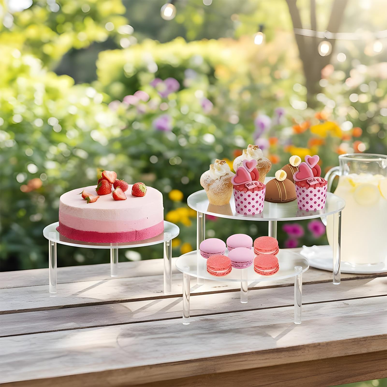 Soporte para tartas para | 3 piezas soporte de postre para servicio y exposición, juego de soportes para tartas de cumpleaños de acrílico – para comida pastelería caramelos galletas cumpleaños