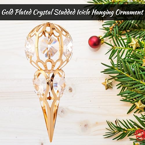 Miniatura 4 de Matashi Hermoso adorno colgante de carámbano chapado en oro de 24 quilates, decoración de Navidad, cumpleaños y vacaciones, decoración de oficina en