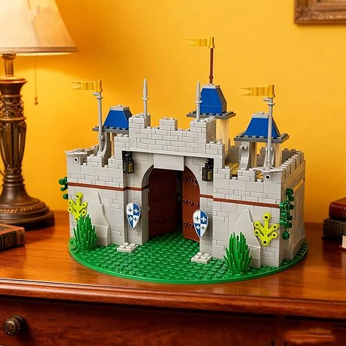 Miniatura 4 de Usoway Juego de bloques de construcción de castillo medieval de caballero, viene con 12 figuras de caballeros, compatible con juguetes cuadrados de